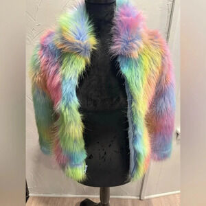 Chasing Fireflies rainbow coat kids size 8 Amazing condition